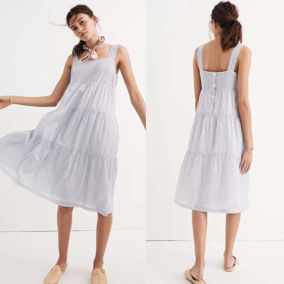 Madewell Dresses & Skirts - Madewell Blue White Striped Tiered Midi Dress